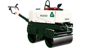 Sakai HS67ST old color double drum walk behind asphalt roller.