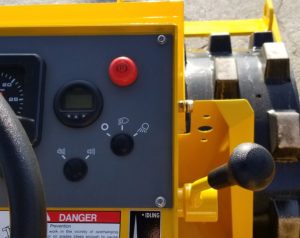 Throttle lever on the diesel powered SV204D soil compactor.