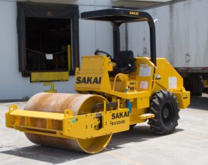 Sakai SV204D smooth drum vibratory soil compactor with 5 ton operating weight.
