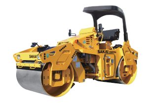 Sakai tandem asphalt roller with 58" drums and a 8 ton operating weight.