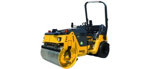 TW504 combination asphalt roller or combi roller with steel vibratory front drum and static rear tires.