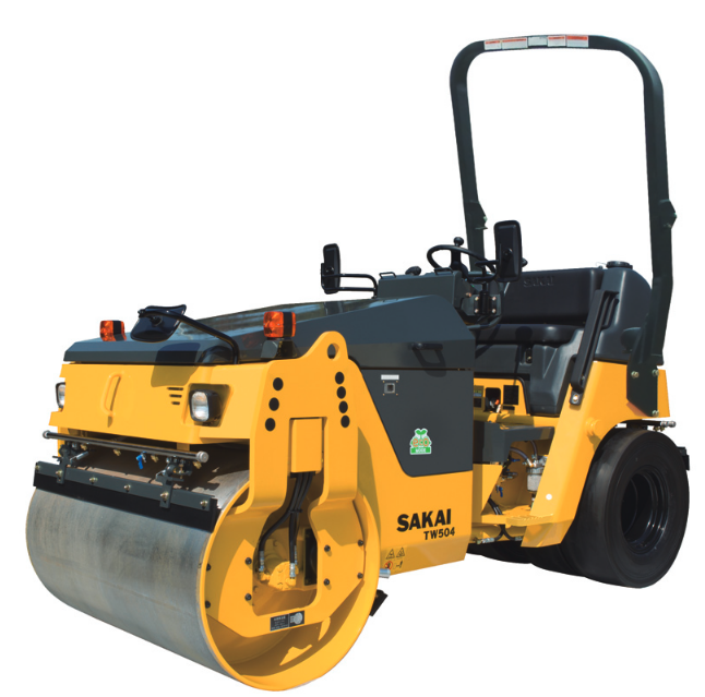 Sakai combination roller with front vibratory steel drum and rear static rubber pneumatic tires.