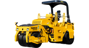 Sakai GW754 vibratory pneumatic tire asphalt roller, the only machine like this in the world.