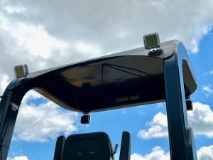Rear view showing the 4 LED work lights on a SAKAI SW654 asphalt compactor.