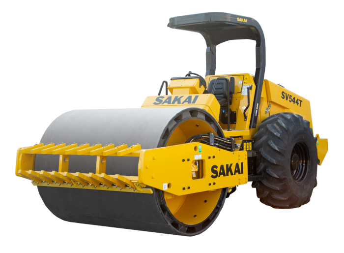 Sakai SV544TF 84 inch 15 ton padfoot soil roller or dirt compactor with smooth shell kit.
