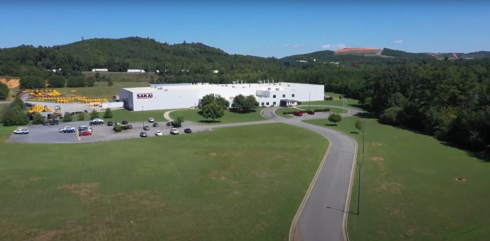 Aerial drone photo of the Sakai America manufacturing facility and headquarters located in Adairsville, Georgia, USA