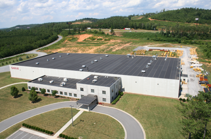 Historical aerial photo of Sakai America manufacturing plant in Adairsville, Georgia, USA.