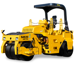The Sakai GW754 asphalt roller is the world's only vibratory pneumatic tire roller & is designed for compaction on bridges, airport paving, & highway paving jobs.