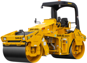 Sakai SW654 highway class 58" double drum asphalt roller for road paving that weighs 8 tons.