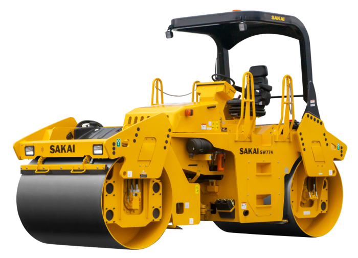 SW774 66" or 11 ton double drum vibratory asphalt roller that is made in the USA.