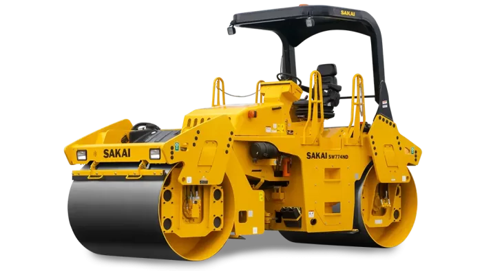SW774 66" or 11 ton double drum vibratory and oscillatory tandem asphalt roller that is made in the USA.