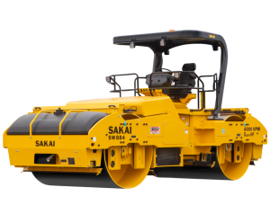 Sakai SW884 14 ton highway class tandem asphalt roller with 79" vibratory drums super high frequency model producing 4,000 VPM.