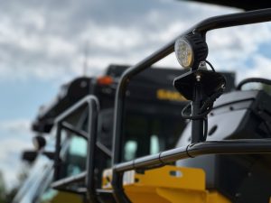 Front view of the standard LED light assembly on the SW884 & SW994 series asphalt rollers.