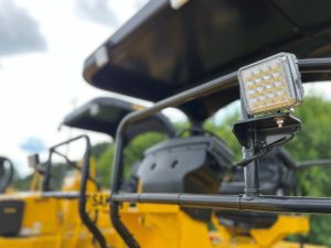 Front view of the optional upgraded LED light assembly on the SW884 & SW994 series asphalt rollers.
