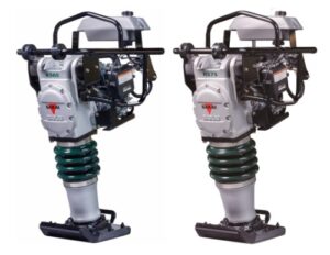 Sakai RS65 and RS75 vibratory rammers or jumping jacks shown side by side for size comparison.