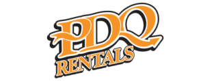 Logo for PDQ Rentals, an authorized SAKAI compaction equipment dealer in California.
