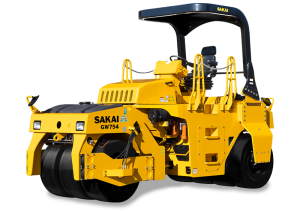 The Sakai GW754 asphalt roller is the world's only vibratory pneumatic tire roller & is designed for compaction on bridges, airport paving, & highway paving jobs.