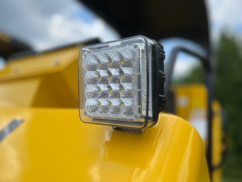 Close up of the optional LED work light assemblies for night time jobsite use.