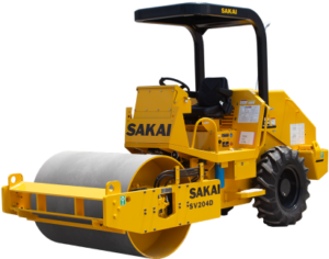 SAKAI SV204D vibratory 5 ton soil compactor with 54" smooth drum and traction control.