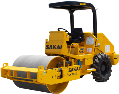 SAKAI SV204D vibratory 5 ton soil compactor with 54" smooth drum and traction control.