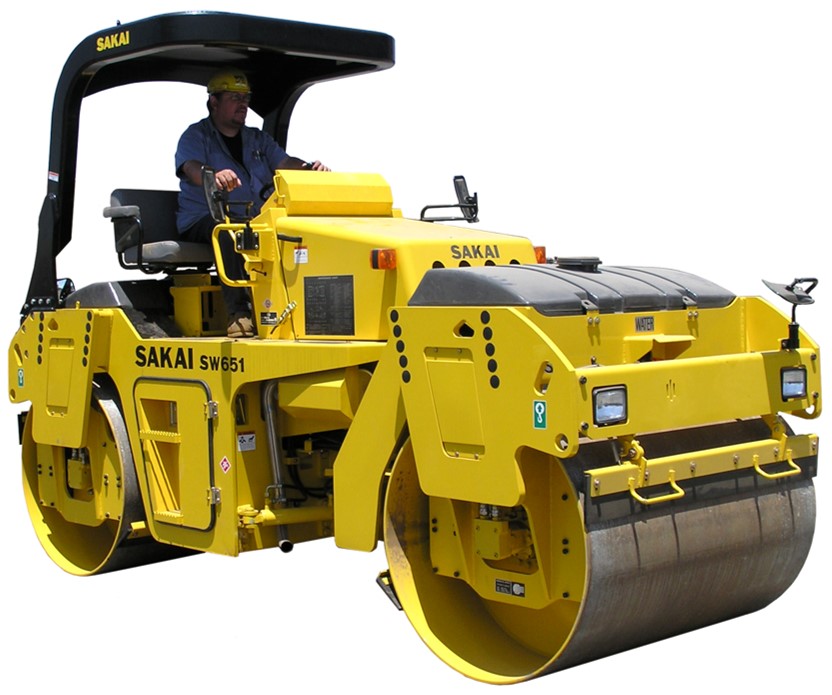 A Sakai SW651ND oscillating or oscillatory asphalt roller.