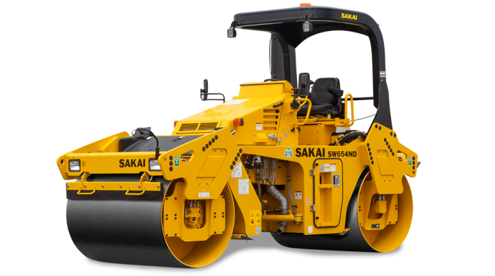 58" 8 ton asphalt roller with double drum oscillation and vibration.